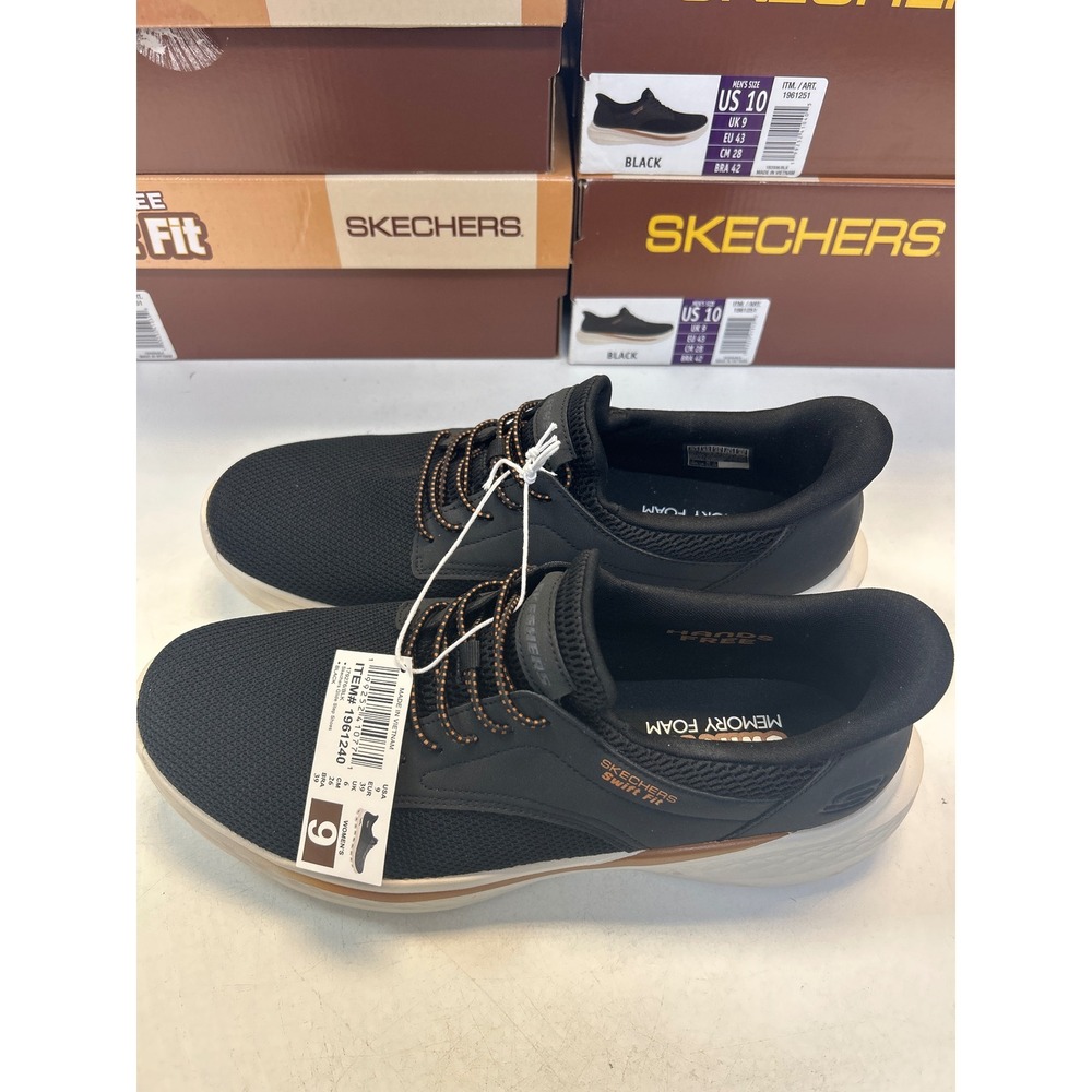 Skechers Swift Fit Hands Free Slip-Ins Men's 10.5 Black Sneakers 0557 No Box